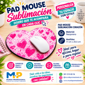PAD MOUSE PARA SUBLIMACION CORAZON