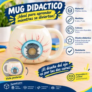 MUG DIDACTICO OJO DOBLE CARA COLOR HUESO