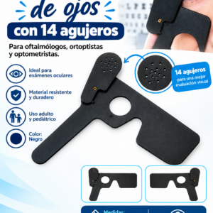 OCLUSOR OFTÁLMICO DE OJOS CON 14 AGUJEROS PARA OFTALMÓLOGO ORTOPEDISTA Y OPTOMETRISTA NEGRO DE USO ADULTO Y PEDIATRICO.