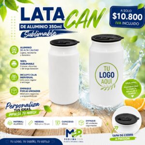 LATA CAN ALUMINIO 350ML BLANCA SUBLIMABLE
