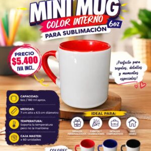 Mug en Cerámica para sublimación blanco 6oz.