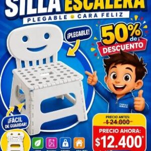 SILLA ESCALERA PLEGABLE CARA FELIZ- CAPACIDAD 125 KILOS