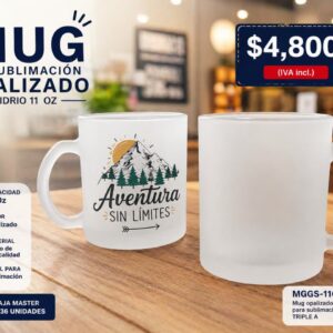 MUG DE SUBLIMACION OPALIZADO VIDRIO 11OZ