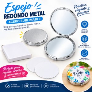 ESPEJO REDONDO METAL ACERO SUBLIMABLE