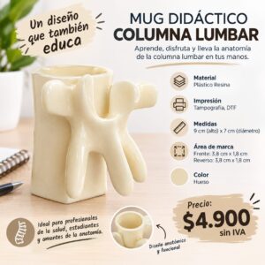 MUG DIDACTICO COLUMNA LUMBAR COLOR HUESO