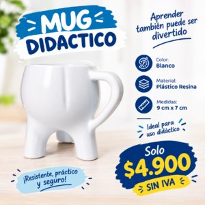 MUG DIDACTICO MUELA COLOR BLANCO PLASTICO RESINA