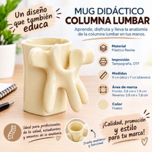 MUG DIDACTICO COLUMNA LUMBAR COLOR HUESO