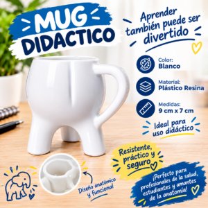 MUG DIDACTICO MUELA COLOR BLANCO PLASTICO RESINA